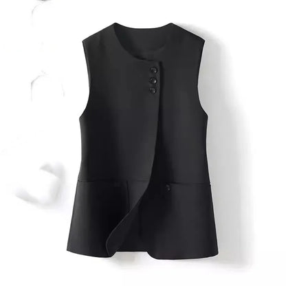 Ladies Casual Fashion Blazers Vest Coat Spring Autumn Female Cardigan Sleeveless Jacket Korean Women With Lining Suit Waistcoat
