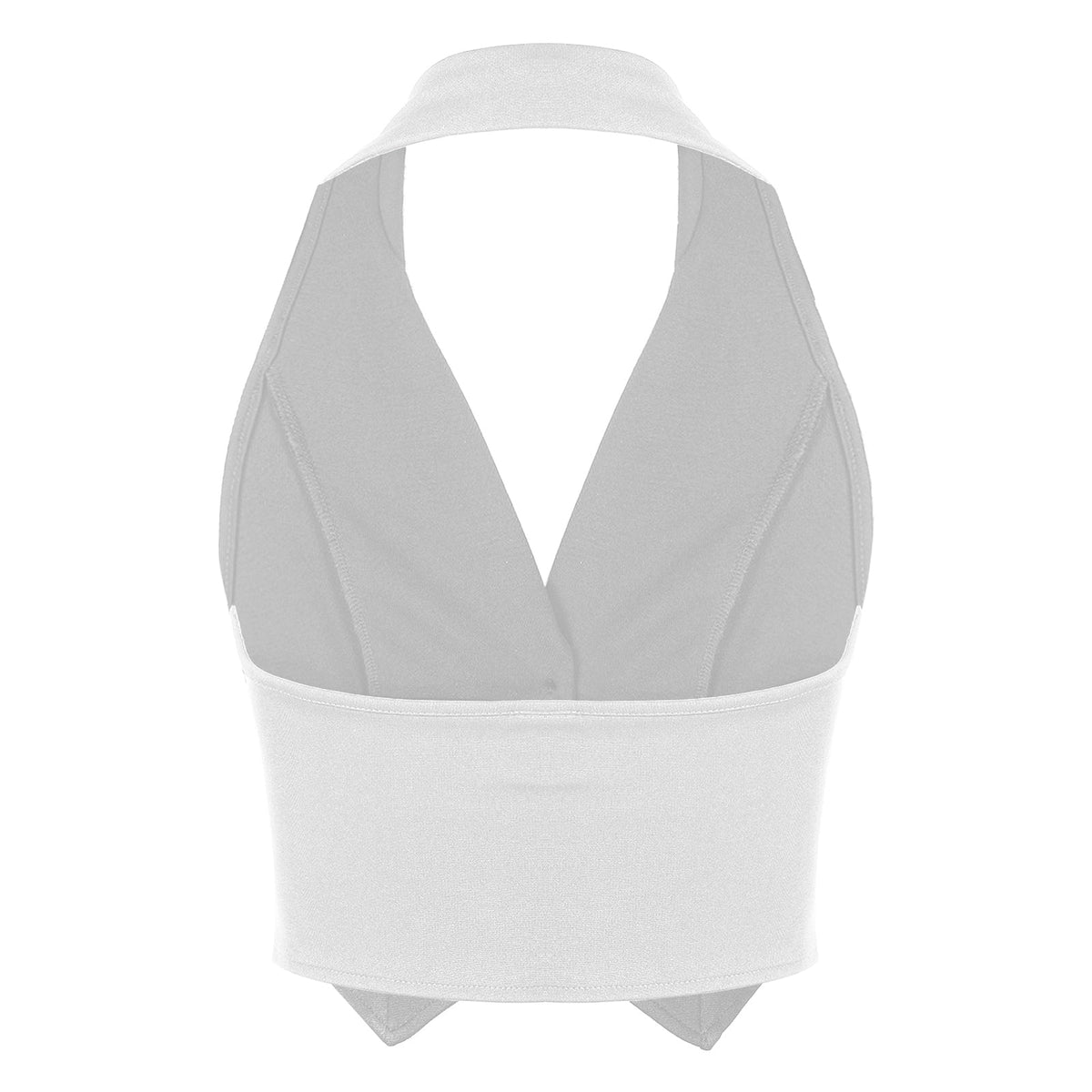 Womens Fashion Vest Shirts Separate Waistcoat Crop Tops Lapel Halter Backless Button Down Pointed Hem Vest for Party Formal Wear