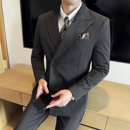 Men's 3-Piece Slim Fit Suit Set – Jacket, Vest & Pants for Wedding, Prom & Business