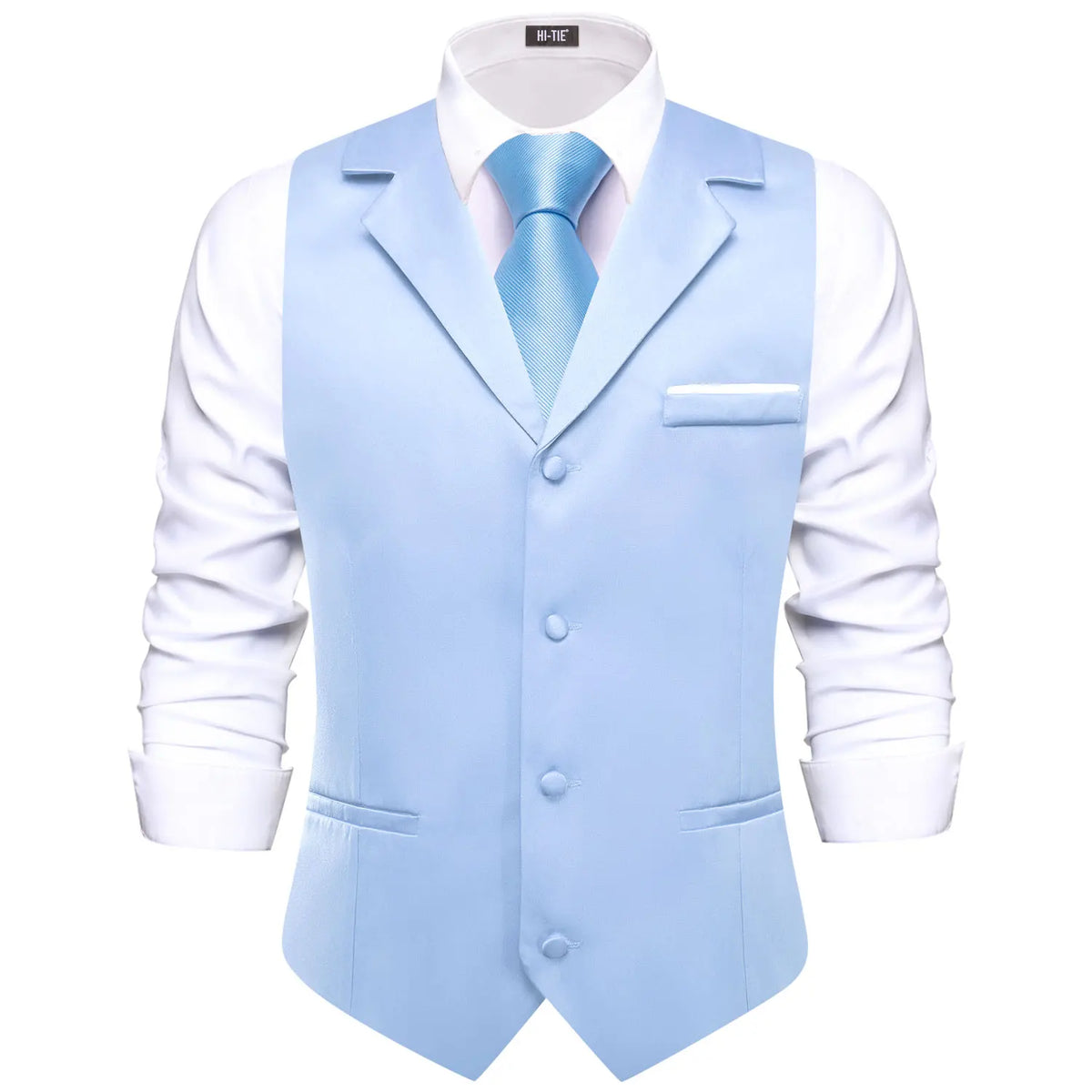 Men's Vest with Tie Jacquard V-Neck Waistcoat for Casual Business and Party Occasions – Champagne