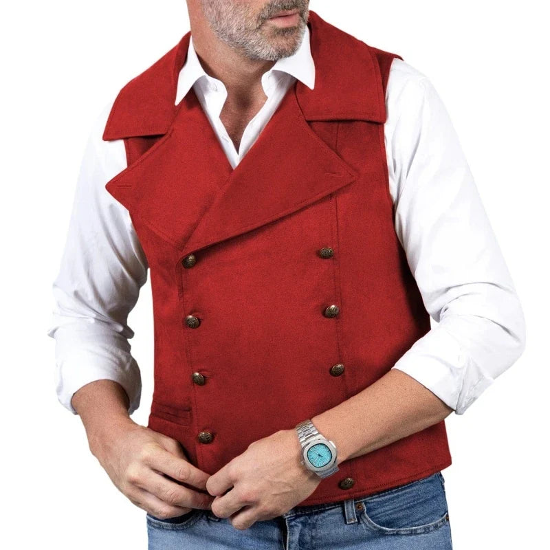 Men's Formal Vest Double Button Frosted Velvet Waistcoat for Weddings and Banquets