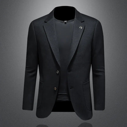 Men's Smart Casual Wool Blend Blazer – Single Breasted Suit Jacket – Black & Coffee