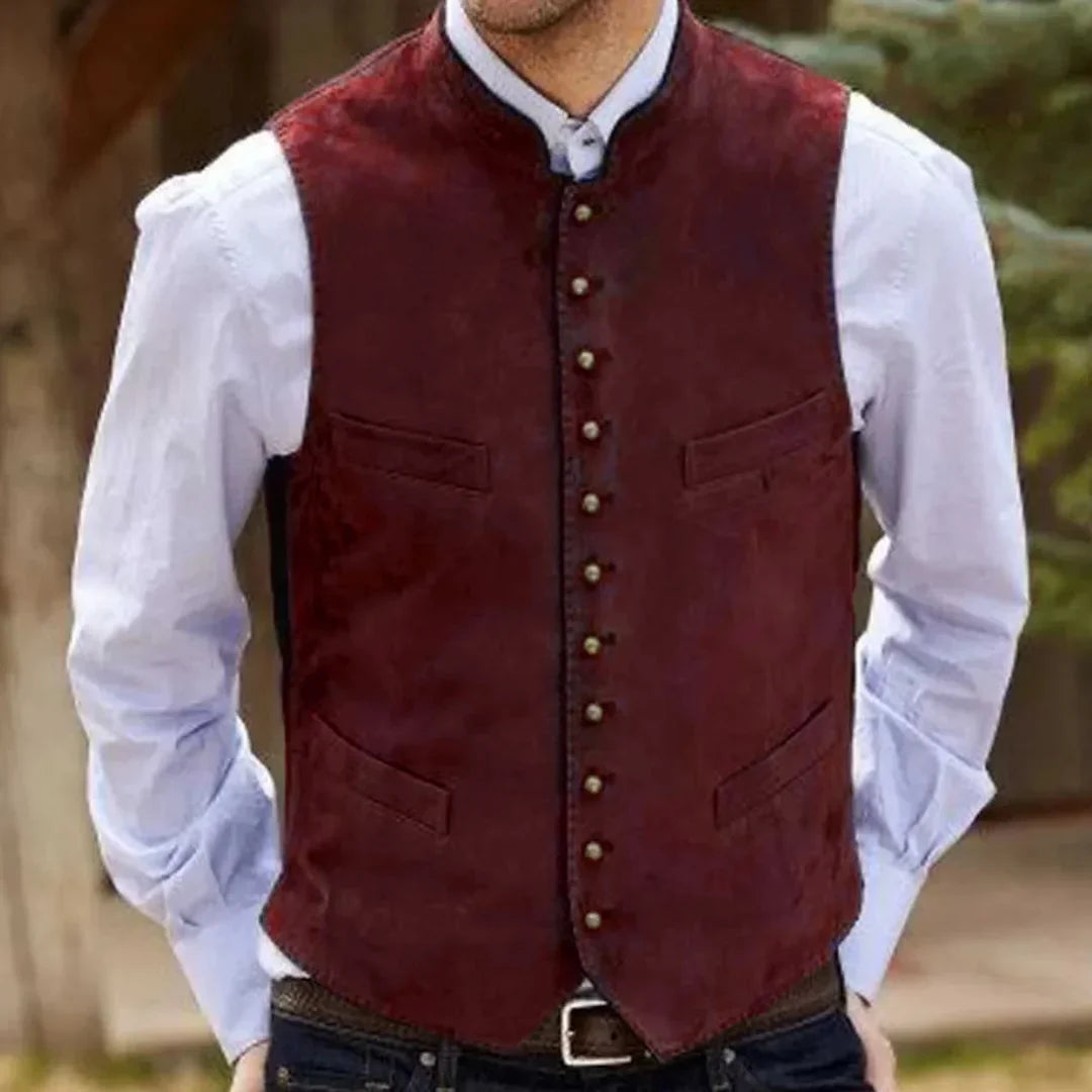Men's Formal Vest – Single Button Suede Flannel Waistcoat for Weddings & Events