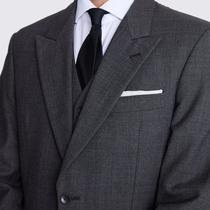 Men Suit 3 Piece Dark Gray With Lapel Single Button Business Casual For Wedding Banquet Work Tuxedo Jacket Vest With Pants