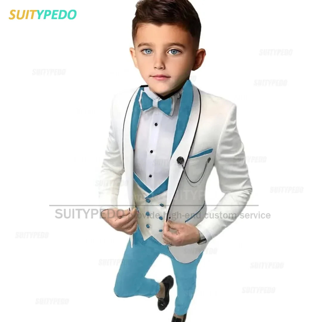 Elegant Formal Suit For Boys Performance 3 Pieces Set Wedding Prom Kids Costume Classic Children Tuxedo Outfit Blazer Vest Pants