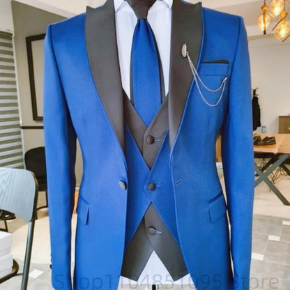 Costume 3 pièces homme coupe ajustée de luxe pour mariage, smoking, blazer, gilet et pantalon, ensembles de costumes d'affaires formels