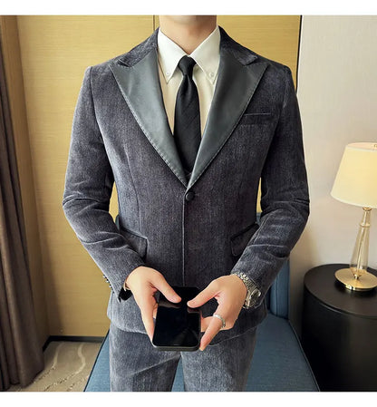 Men's Slim Fit 3-Piece Suit – Smart Casual & Wedding Formal Set
