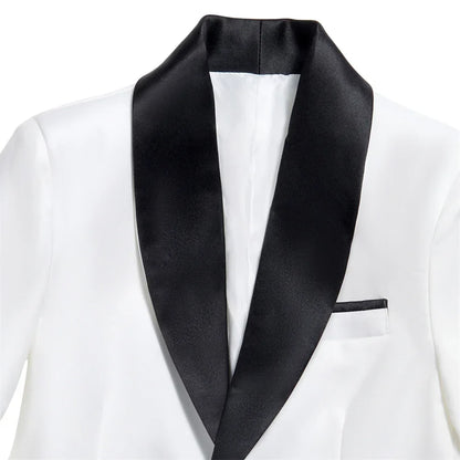 Boys Tuxedo Suit 5-Piece Set Kids Formal Outfit White for Wedding Birthday Piano Party