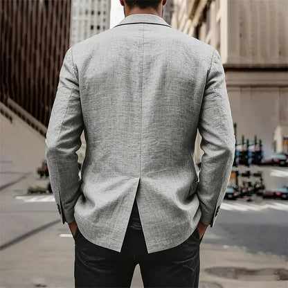 Men's Lightweight Linen Blazer Casual Slim Fit Notch Lapel Two Button Jacket for Summer Beach Wedding Business Daily Wear