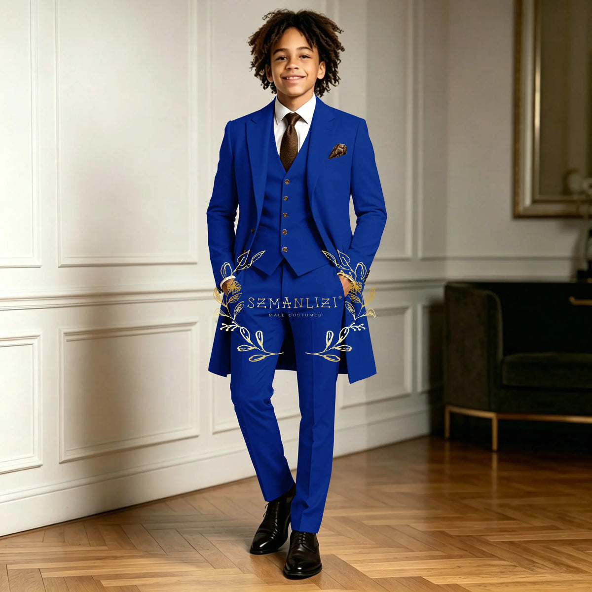Premium Light Green Boys Formal Suit Sets 3 Pieces Long Jacket Vest Pants Occasion Wear For Wedding Party Banquet Performance