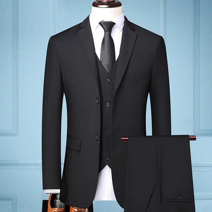 Men's 3-Piece Suit Slim Fit Single Breasted Blazer Vest Pants for Formal and Wedding Occasions