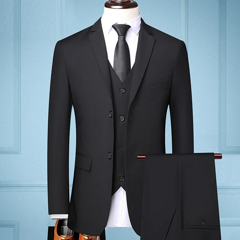 Men's 3-Piece Suit Slim Fit Single Breasted Blazer Vest Pants for Formal and Wedding Occasions