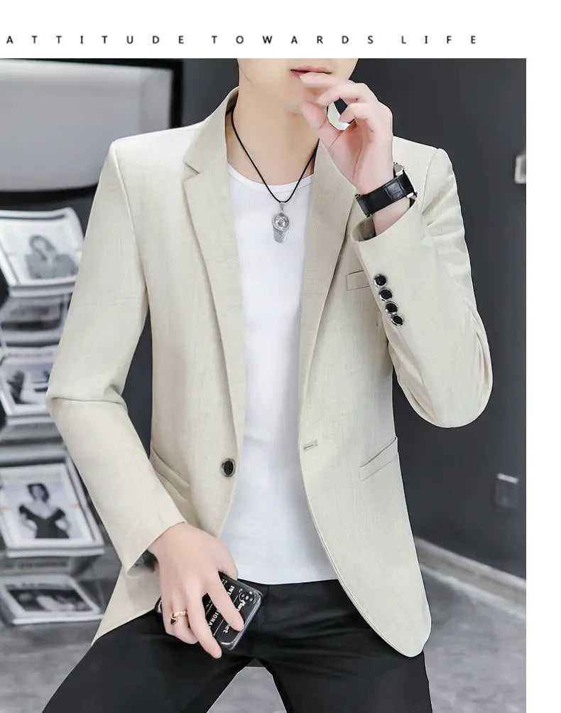 Blazer Men's Fashion Business Gentleman Groom Professional Gentleman Form-fitting Versatile Casual Formal Wear High-end Blazer