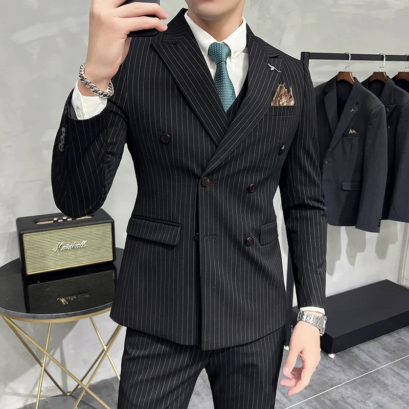 Men's Slim Fit Wedding Suit Set – Blazer, Vest & Pants for Groom & Business Formal