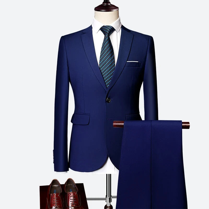 Men's 2024 Business Casual Wedding Suit Black Two-Piece Set with Waistcoat And Trousers Fashionable And Handsome Trend