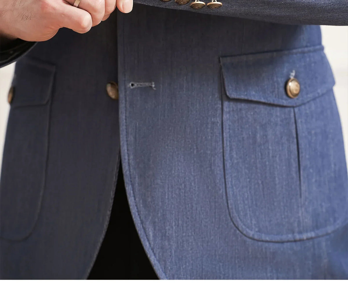 High Quality Men's Denim Style Suit Jacket Vintage Luxury Slim Fit Business Fashion Casual Suit Coat Formal Wedding Tuxedos