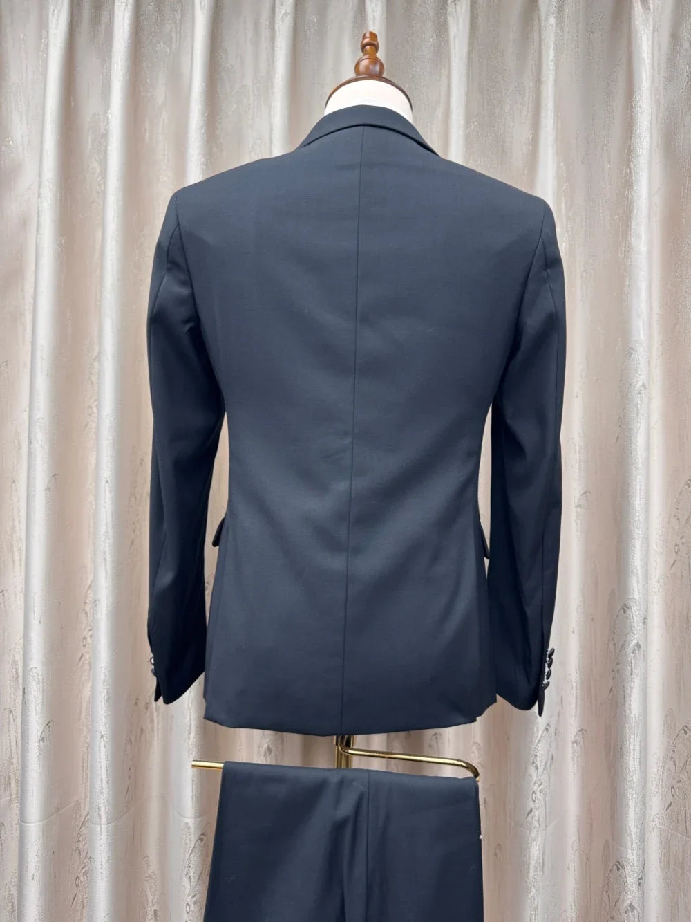 Black Luxury Beaded Man Suits 2 Pieces Jacket Pants Formal Banquet Party Wear Double Breasted Men's Slim Fit Tuxedo Wedding Sets