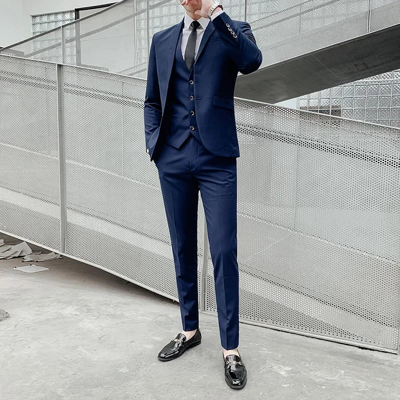 Men's Slim Fit Business Suit – Smart Casual Single Breasted Formal Suit for Work, Wedding & Special Occasions