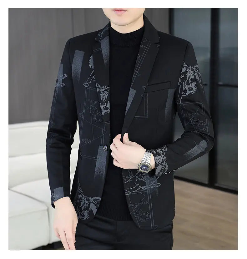 Blazer Autumn and Winter Men's Fashion Business Outdoor Travel Checkered Wedding Youth Slimming Casual High Formal Wear Blazer