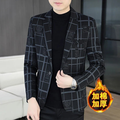 Blazer Autumn and Winter Men's Fashion Business Outdoor Travel Checkered Wedding Youth Slimming Casual High Formal Wear Blazer