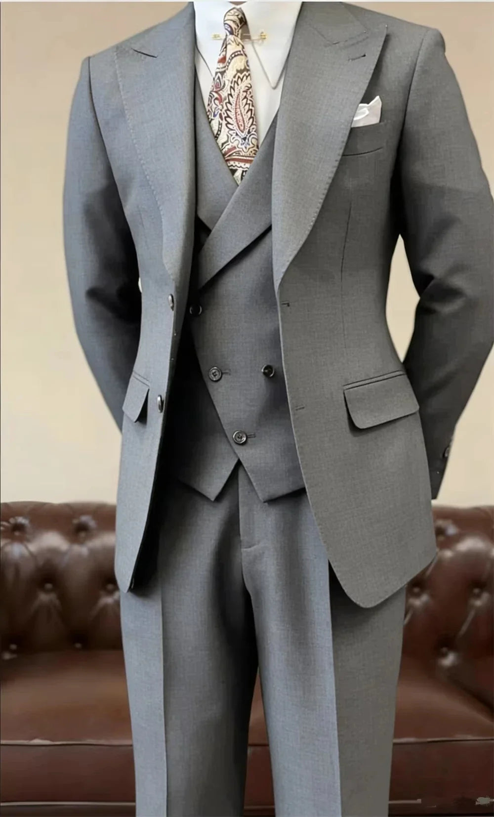 Classic Black Men's Suits 3 Pcs Jacket+Vest+Pant Fashion Groomsmen Suit Slim Fit Bespoke Formal Office Event Men's Suit