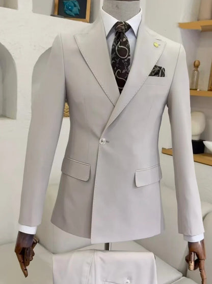 New One Button Men's Suit Set For Formal Party Gown High Quality Classy Man Slim Fit Tuxedo Wedding Groom Sets S-3XL On Sale