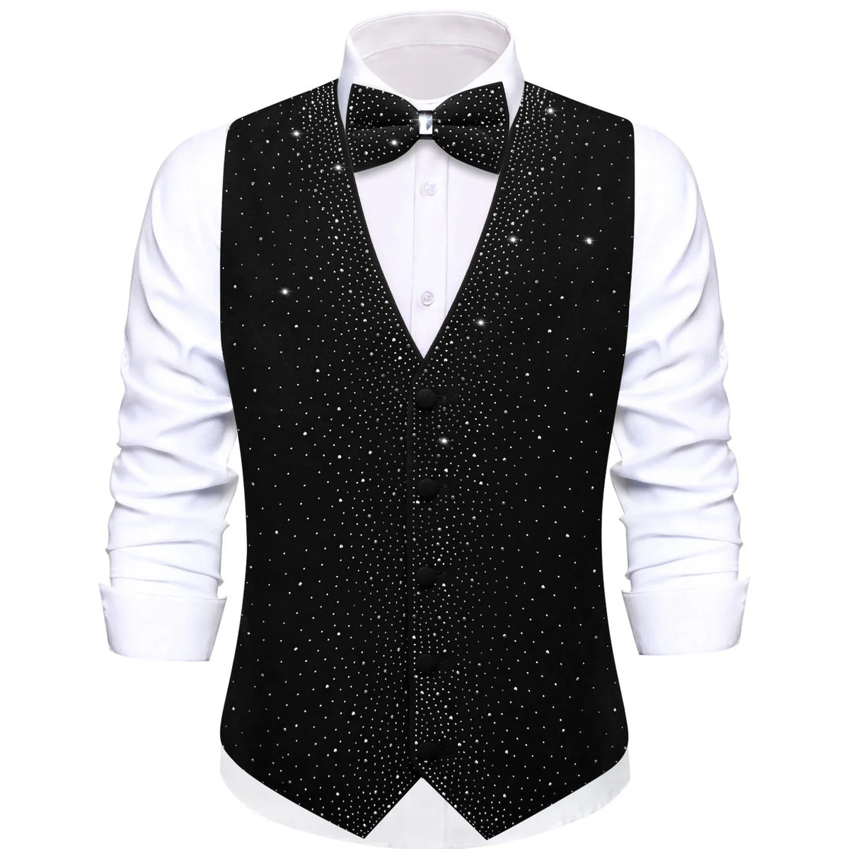 Men's Glitter Vest with Matching Bow Tie – Sparkly Sequin Style for Parties, Proms & Festive Events
