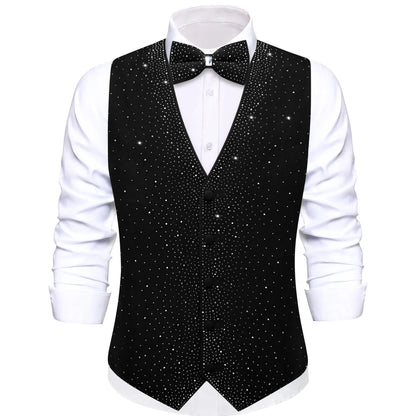 Men's Glitter Vest with Matching Bow Tie – Sparkly Sequin Style for Parties, Proms & Festive Events