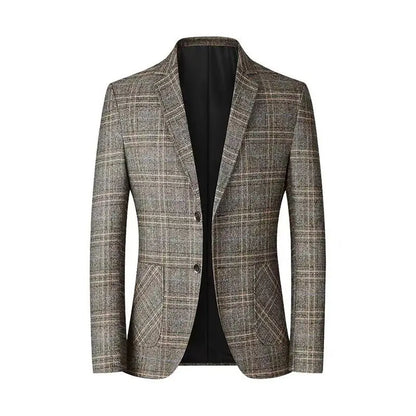 2026 Spring Autumn New Men's Business Casual Plaid Blazer Wrinkle-Free Suit Jacket Youth Single Suit Outerwear Spring Wear