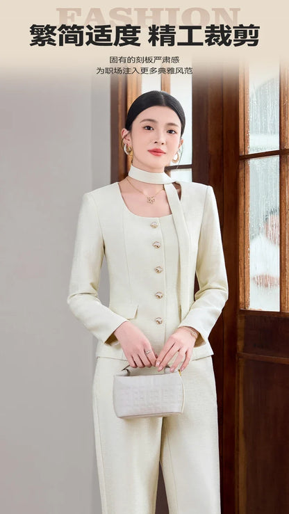 Fashionable professional women's two-piece trousers + suit jacket, exquisite elegant, 2025 autumn winter new style