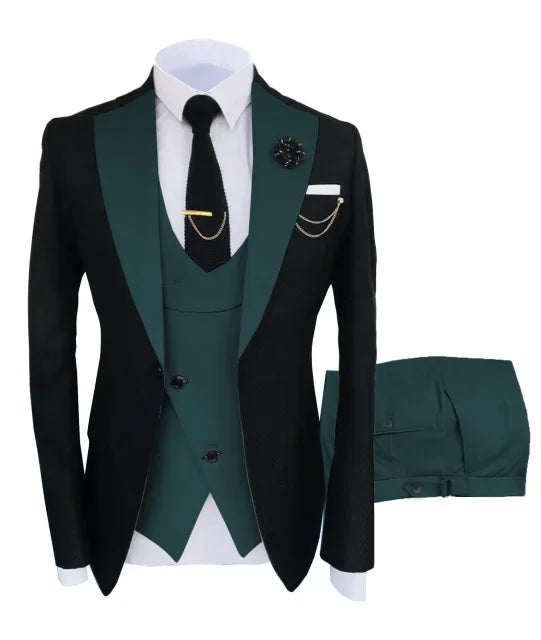 Slim Fit Men Wedding Suits Slim Fit Business Suits Groom Black Tuxedos for Formal Wedding Suits Jacket Pant Vest 3 Pieces