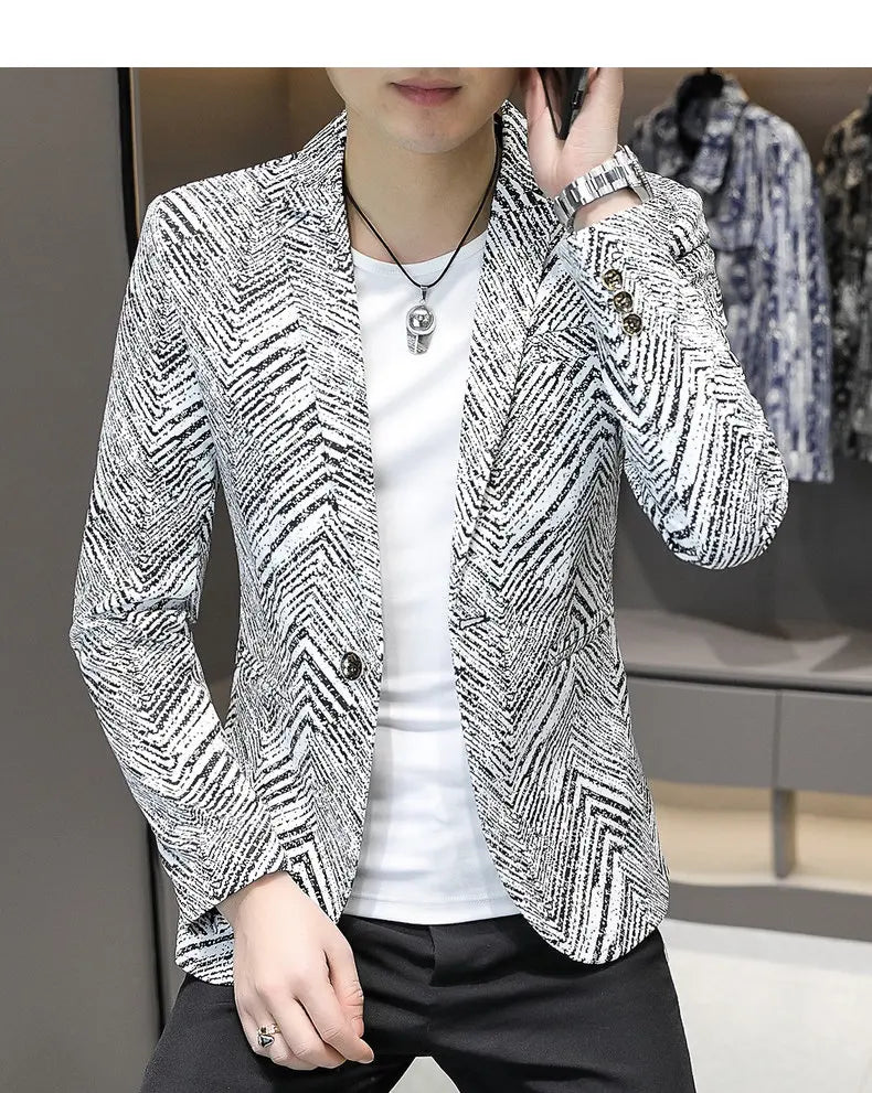 Blazer Men's Fashion Outdoor Travel Gentleman Wedding Slimming Business Versatile Trendy Casual Korean-style Formal Wear Blazer