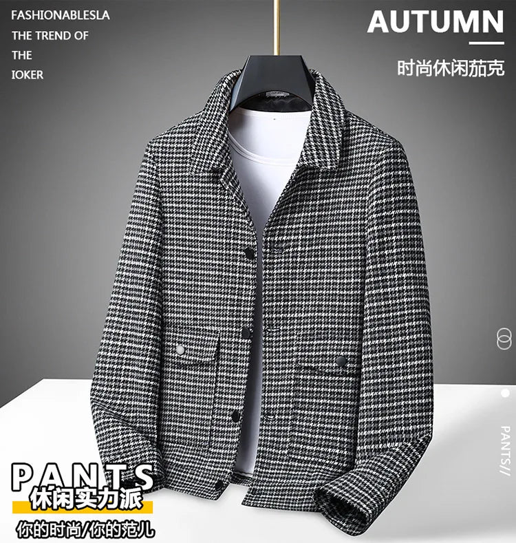 Large Size Men's Casual Jacket Lapel Shirt Handsome Spring Autumn Plus Fat Trendy Brand Loose Top for Youth