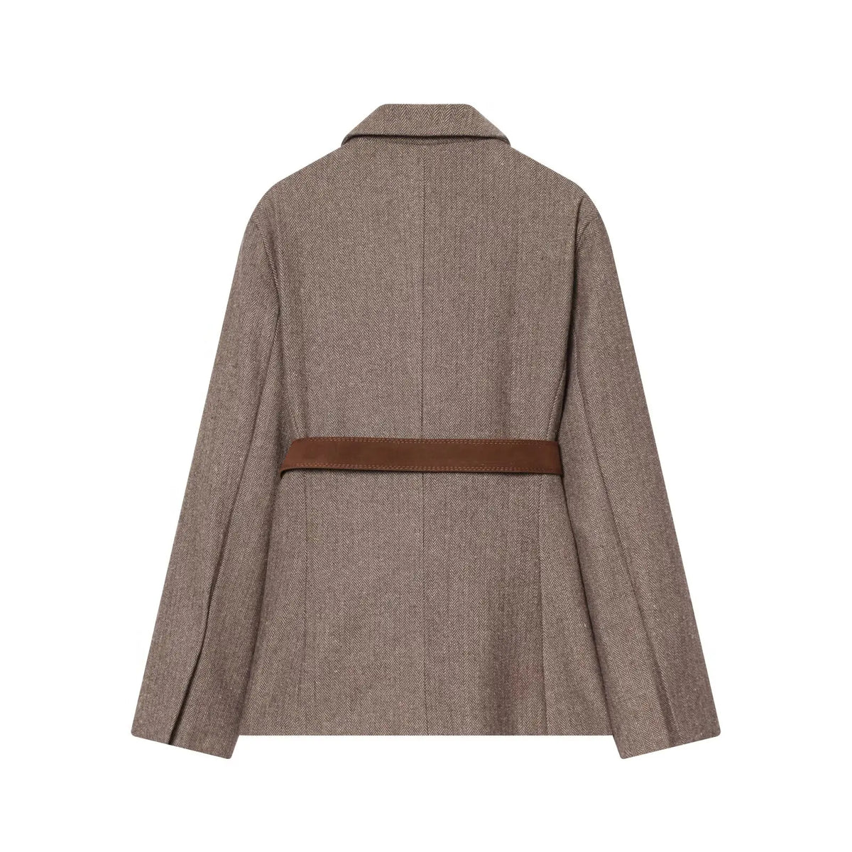 Woman Autumn Single Breasted Pocket Decoration Long Sleeves Lapel Herringbone Twill Blazer Female Fashion Casual Overcoat
