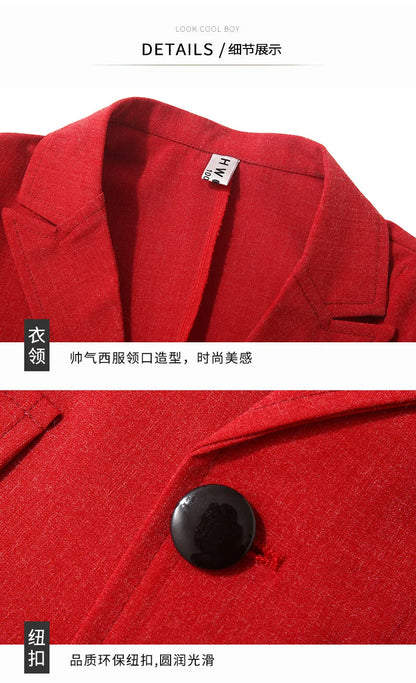 Baby Boys Summer Suit Kids Jacket Shorts 2Pcs Photograph Suit Children Birthday Graduation Set Wedding Performance Party Dress