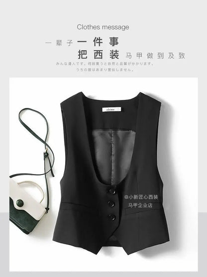 Unisex Beige Sleeveless Vest V-Neck Buttoned Waistcoat for Formal Casual Wear