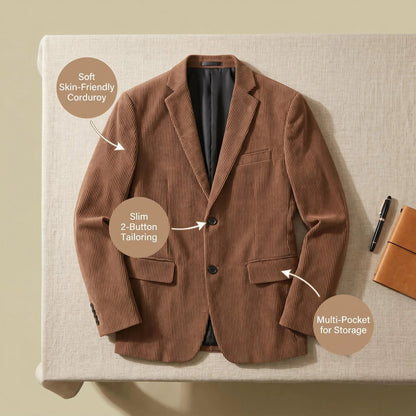 Corduroy Men's Casual Blazer Formal Men's Jacket Brown Coats Men Outwear Suit Blazer for Man Men Single Breasted Suit New