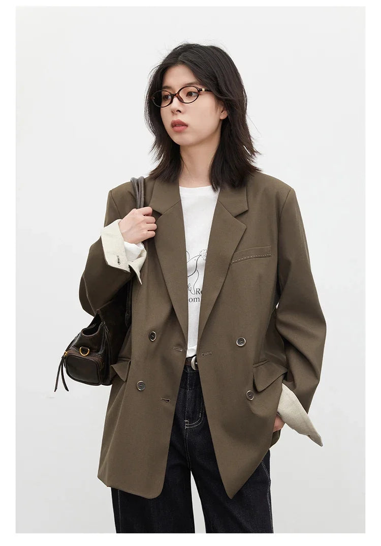 New Women Blazers Coat Loose Casual Plus Size Office Ladies Suit Jacket Spring Autumn 2026 Female Overcoat