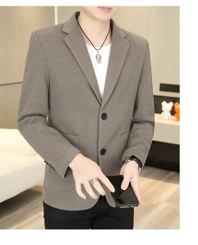 Blazer Men Business Gentleman Leisure Korean Wedding Fashion Trend, Slimming, Versatile, High-end Casual, High-end Woolen Blazer