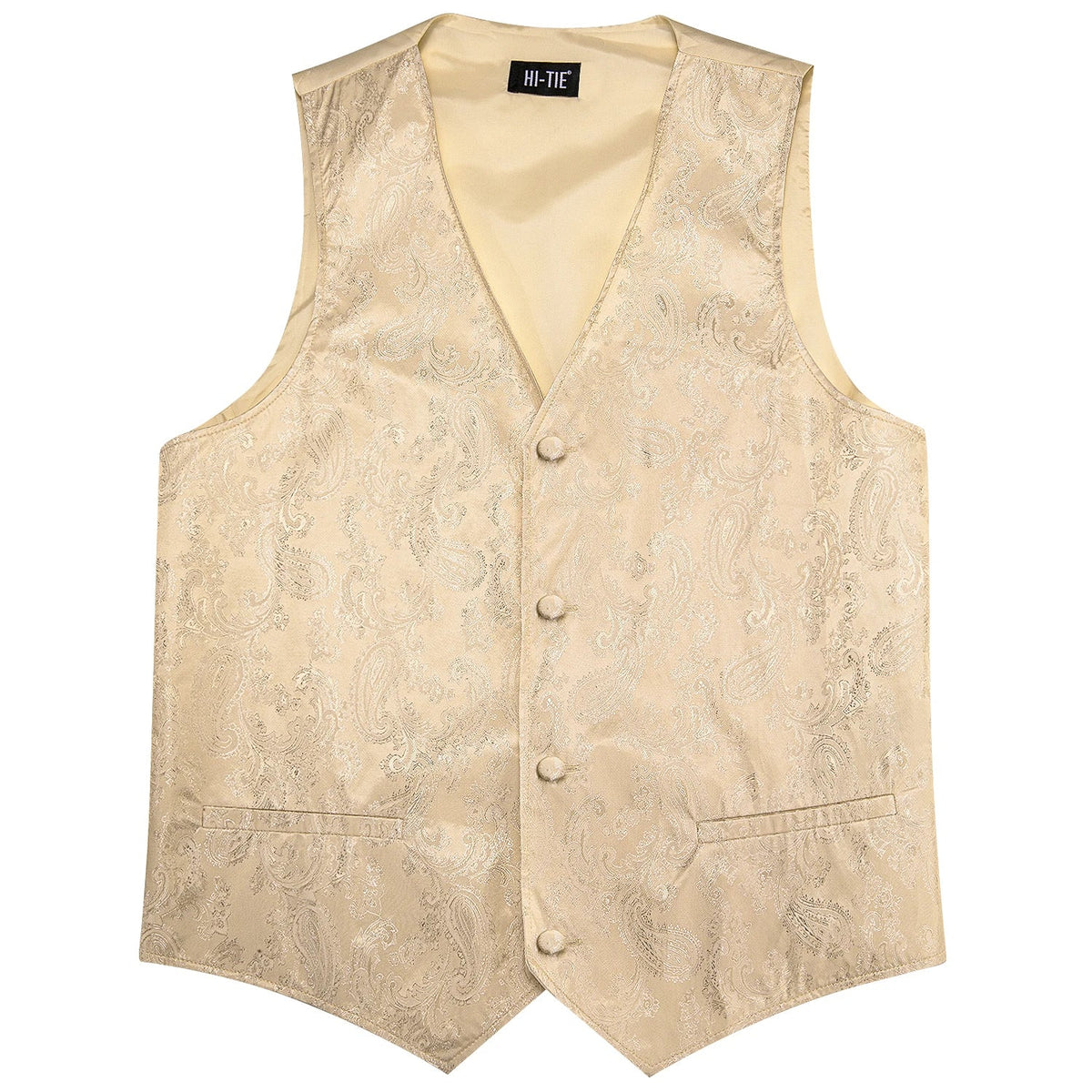 Men's Suit Vest 4-Piece Set | Woven Paisley Waistcoat with Tie, Pocket Square & Cufflinks | Wedding & Business Formal