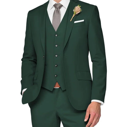 Costume de Mariage Formel pour Hommes Élégant Haut de Gamme Slim Fit 3 Pièces Blazer Gilet Pantalon Business Décontracté pour Soirée Dansante