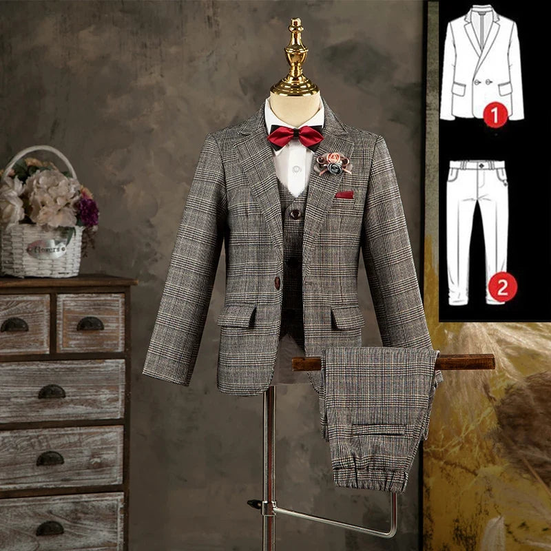 Children 2 Year Birthday Party Wedding Wear Suit For Boys Gentleman Kids Violin Dance Show Set Child Performence Tuxedo Dress