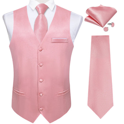 Men's Satin Suit Vest Set with Tie Handkerchief and Cufflinks for Wedding and Prom