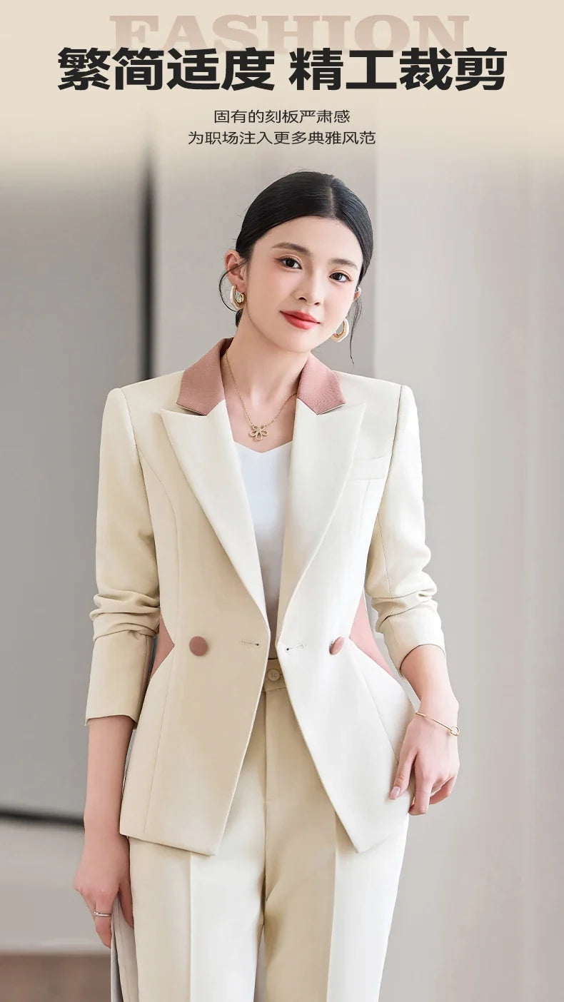 Fashionable professional women's attire, exquisite elegant two-piece pant + suit jacket. 2025 autumn winter new styles
