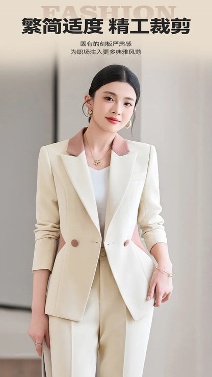 Fashionable professional women's attire, exquisite elegant two-piece pant + suit jacket. 2025 autumn winter new styles