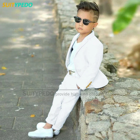 Formal Boy's Suit Sets Homecoming  New Solid Kids Slim Fit Blazer Pants 2 Pieces School Activities Fashion Children Costumes