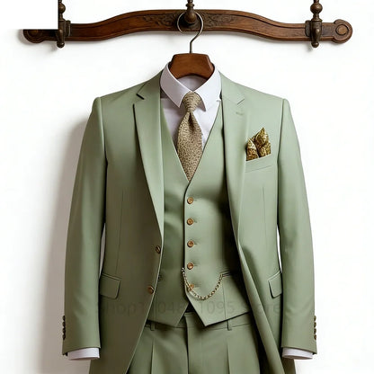 Classic Wedding Solid 3-Piece Smoking Ternos Fino Adjusted Male Formal Business Suits for Groomsmen And Festive Occasions