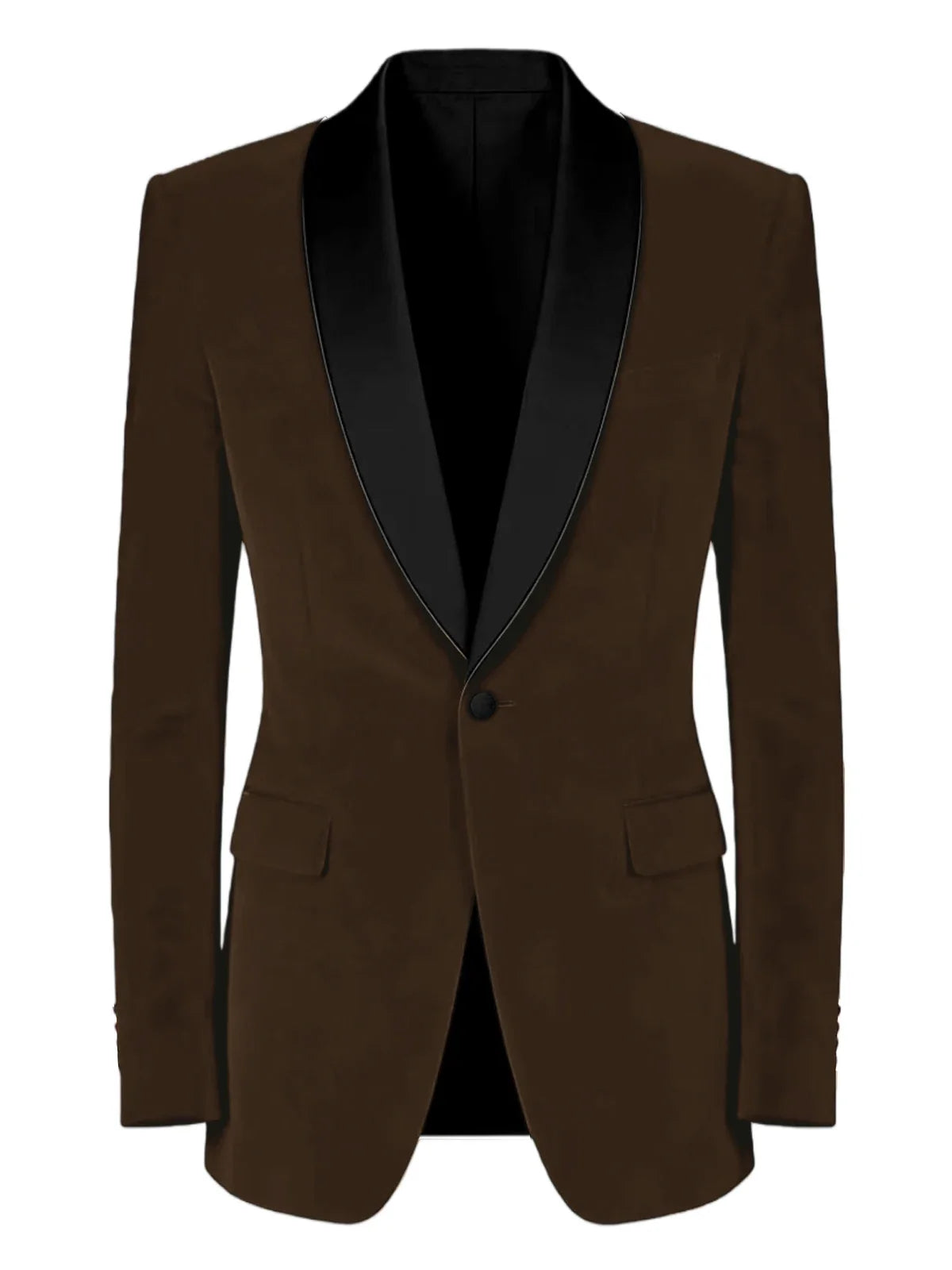Men's Velvet Tuxedo Blazer Black Trim Shawl Lapel Slim Fit 1-Button Flap Pockets Suit Jacket Formal Wedding Party Sport Coats