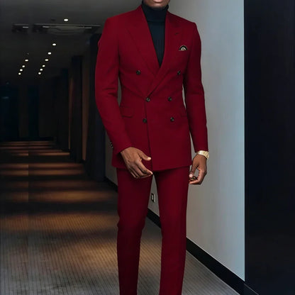 Men's 2 Pieces Business Casual Wedding Suit High-Quality Handsome European American Style For Business Party
