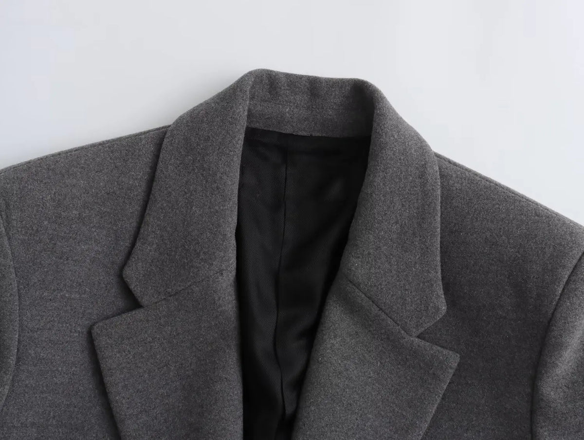 Women's Fashion Versatile Lapel Single Breasted Blazer With Shoulder Pads Female High Street Casual Long Sleeve Jacket Mujer
